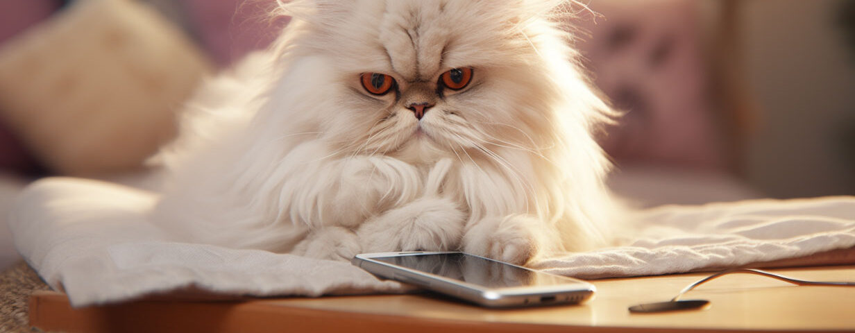 gatto persiano smartphone